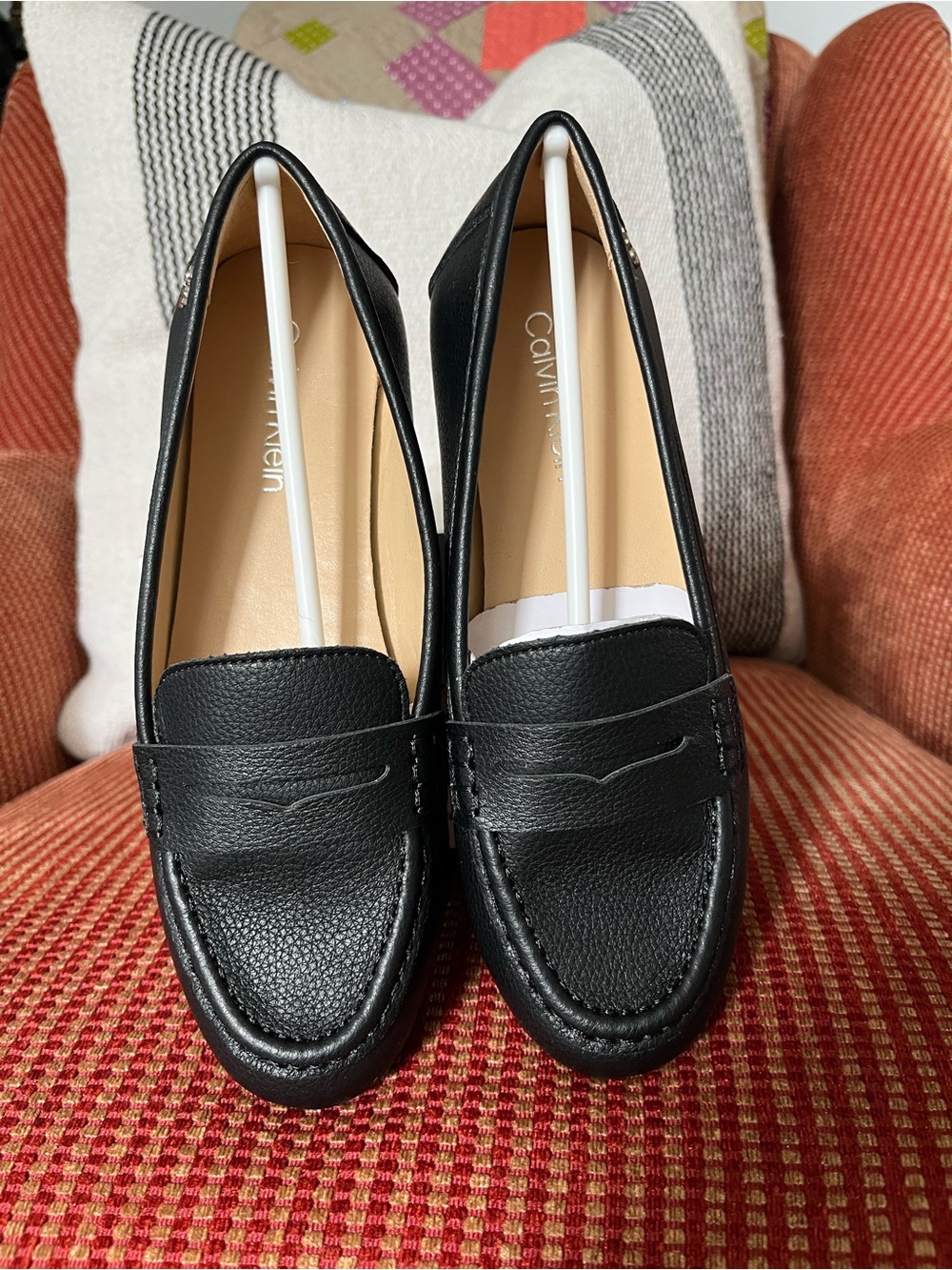 Calvin Klein Black Leather Penny Loafers